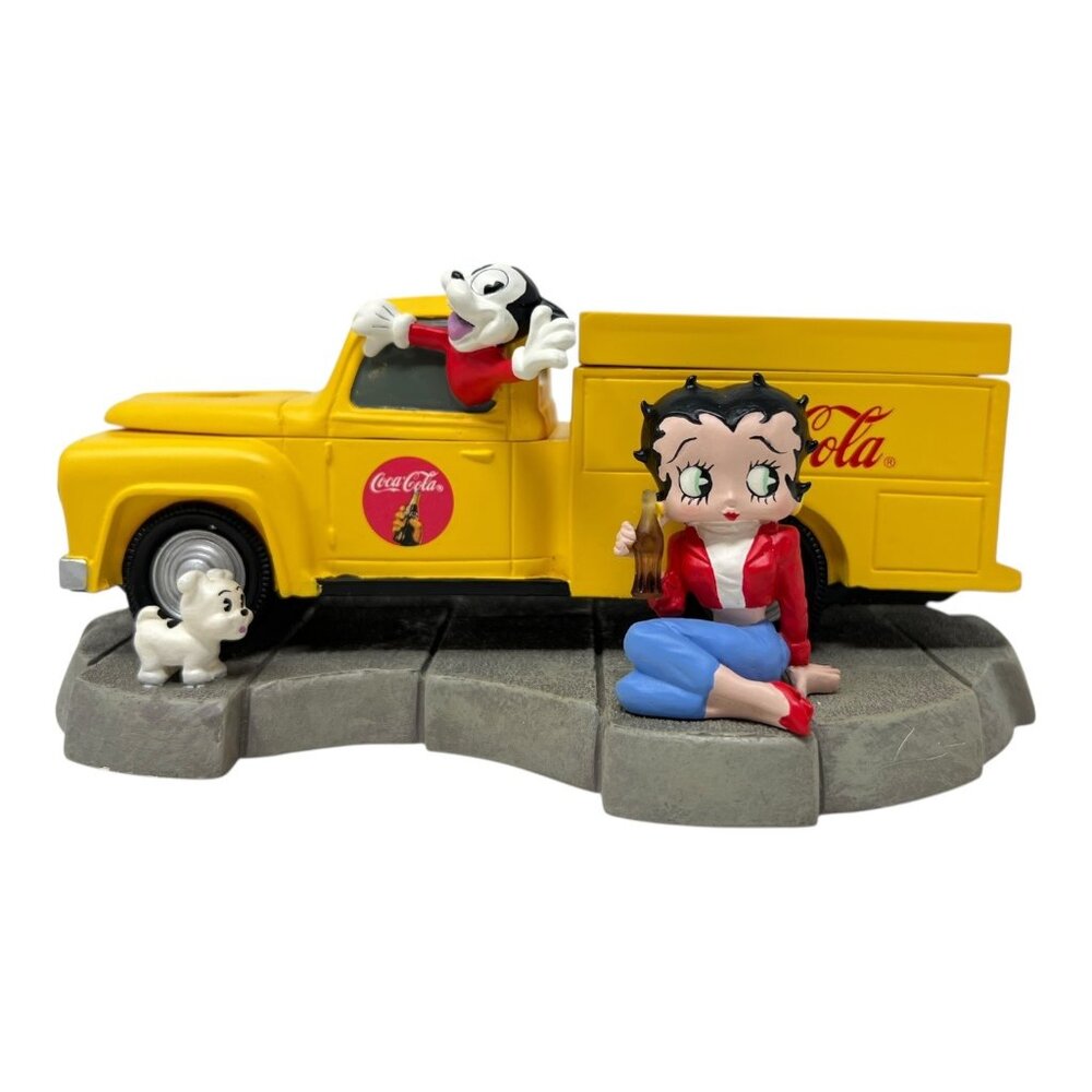 2000 Coca-Cola Betty Boop 1956 Yellow BoxTruck Figurine Decor Pudgy Vandor